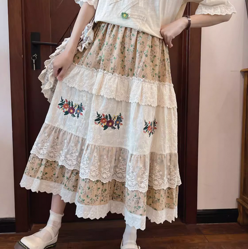 Cottagecore Embroidery Denim Pinafore Dress – Retro Fairy