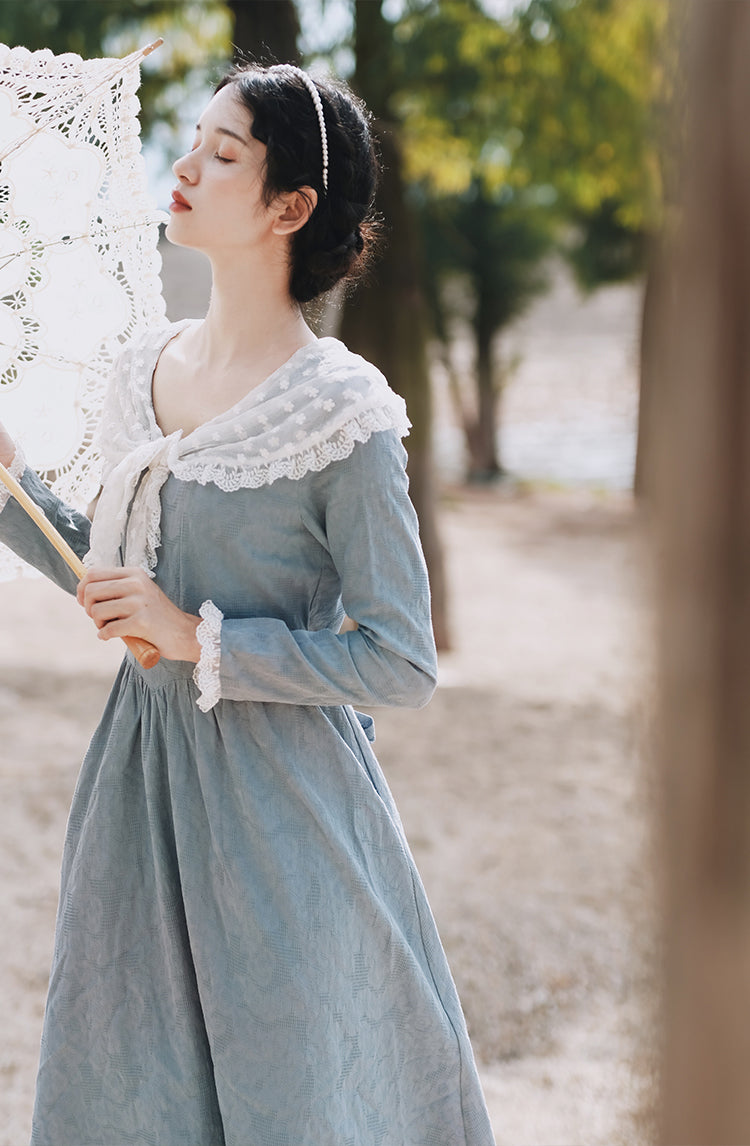 Period Drama Inspired Lace Collar Vintage Dress Final Sale – Retro