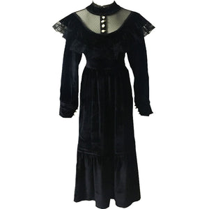 30s Vintage black Velvet Victorian Style Dress – Retro Fairy