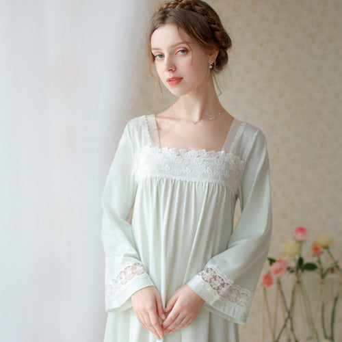 Royalcore Vintage Style Cotton Night Gown Cotton Dress – Retro Fairy