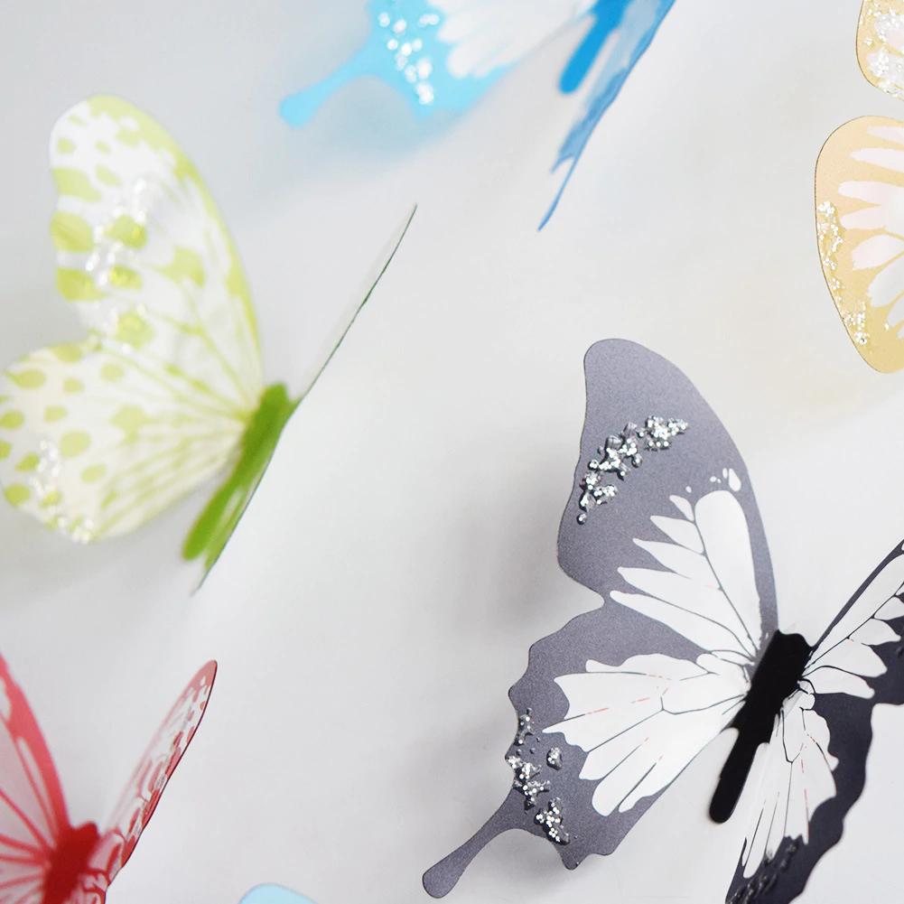 3D Glitter Butterflies Wall Stickers For Kids Room 3d Crystal Glitter Effect Cute Butterflies For Girls Bedroom Nursery Wall Decoration x18pcs