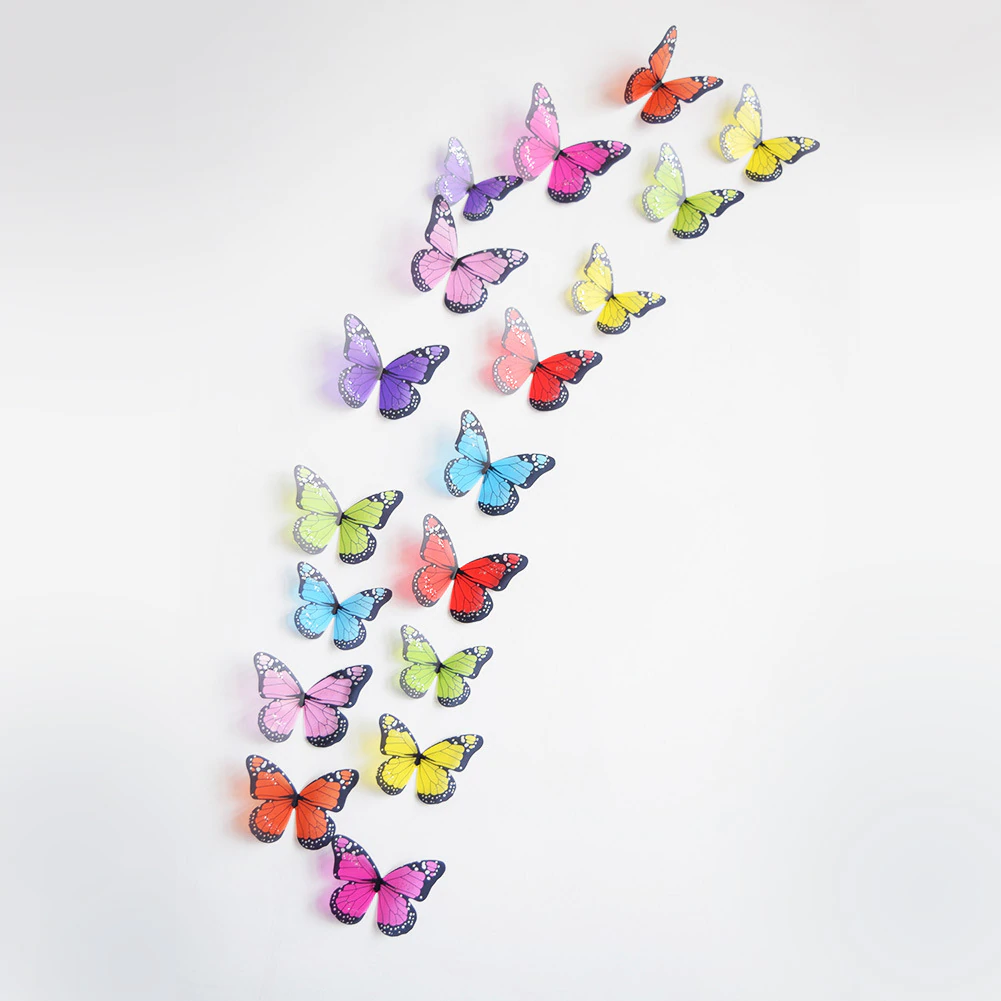 3D Glitter Butterflies Wall Stickers For Kids Room 3d Crystal Glitter Effect Cute Butterflies For Girls Bedroom Nursery Wall Decoration x18pcs