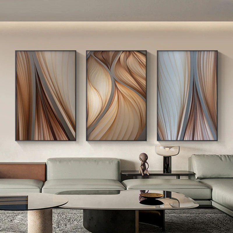 Abstract Flowing Lines Gray Brown Beige Wall Art Fine Art Canvas Prints Modern Pictures For Living Room Bedroom Dining Room Home Office Interior Decor