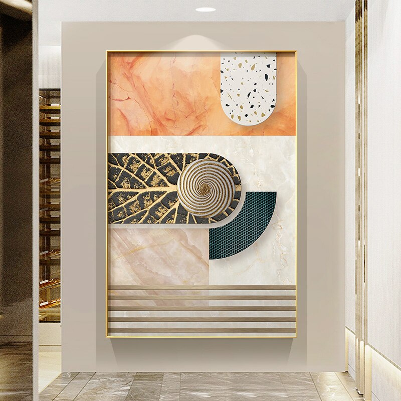 Abstract Architectural Style Wall Art Fine Art Canvas Prints Textural Terrazzo Design Pictures For Modern Loft Contemporary Living Room Home Interior Decor