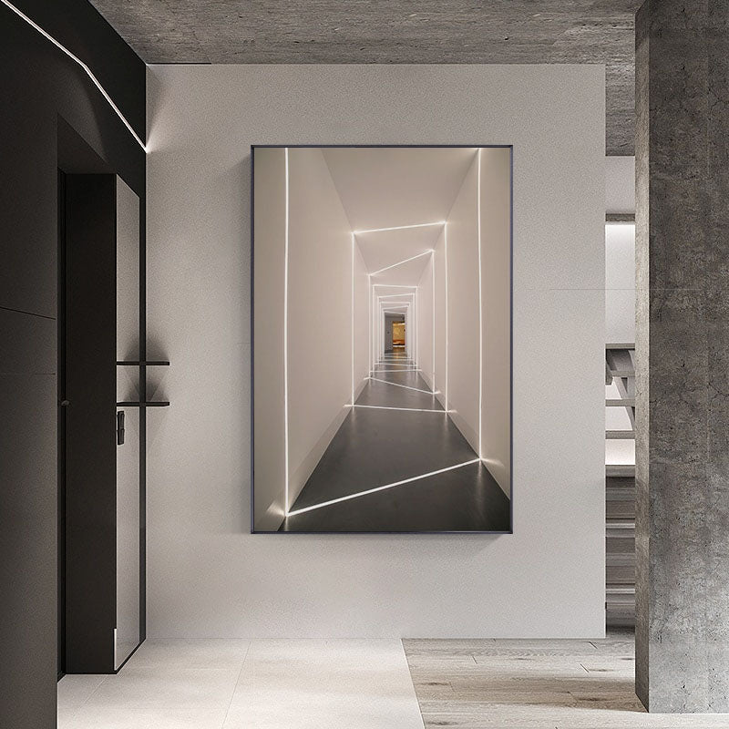 Abstract Dimensional Architectural Geometry Wall Art Fine Art Canvas Prints Modern Pictures For Urban Loft Apartment Living Room Home Office Interior Decor