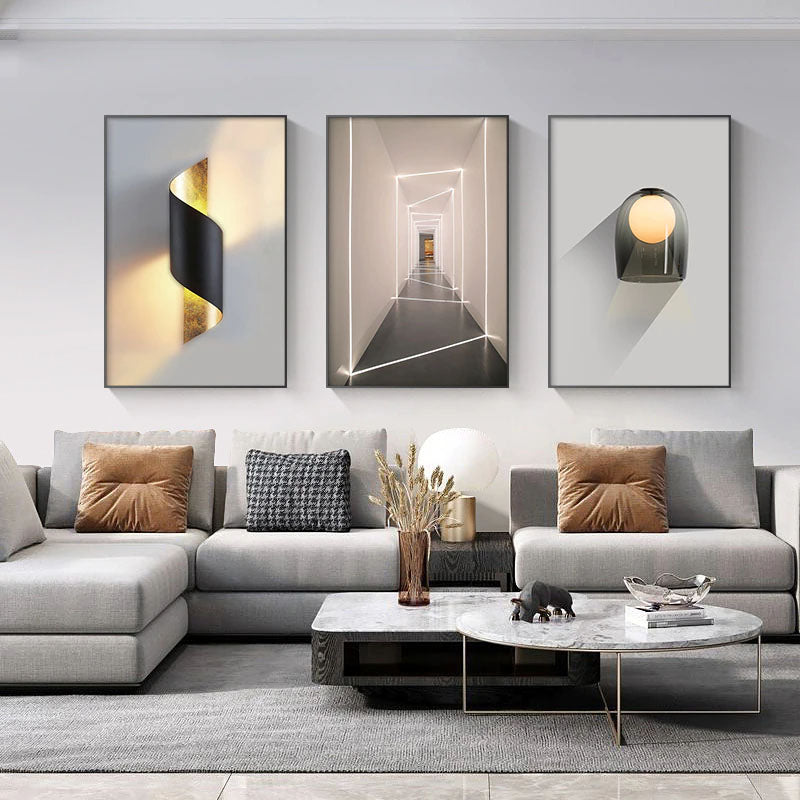 Abstract Dimensional Architectural Geometry Wall Art Fine Art Canvas Prints Modern Pictures For Urban Loft Apartment Living Room Home Office Interior Decor