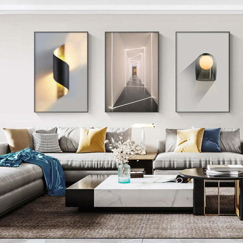 Abstract Dimensional Architectural Geometry Wall Art Fine Art Canvas Prints Modern Pictures For Urban Loft Apartment Living Room Home Office Interior Decor