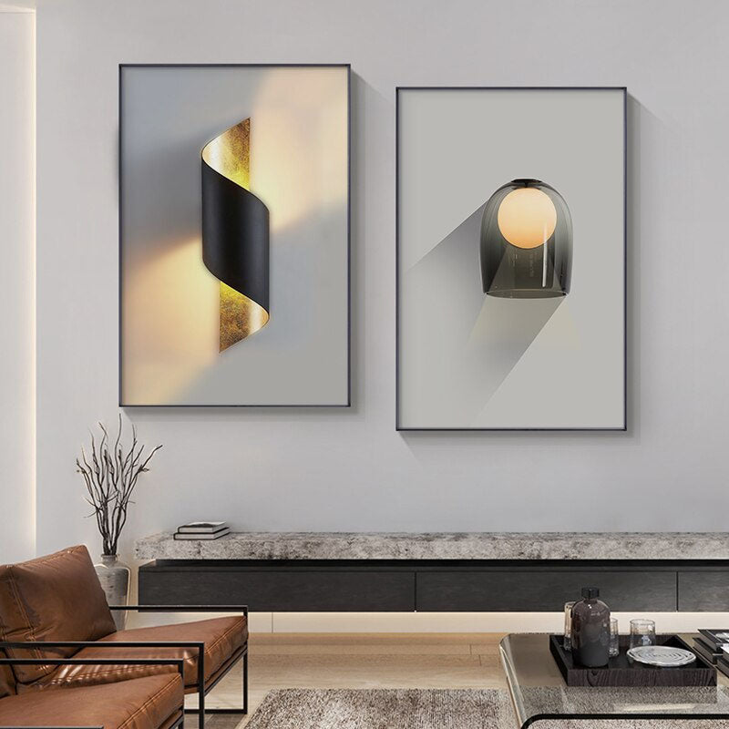Abstract Dimensional Architectural Geometry Wall Art Fine Art Canvas Prints Modern Pictures For Urban Loft Apartment Living Room Home Office Interior Decor