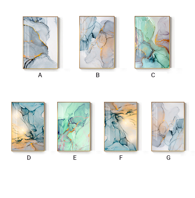 Abstract Fantasy Liquid Marble Print Wall Art Fine Art Canvas Prints Blue Jade Green Contemporary Pictures For Office Or Living Room Decor