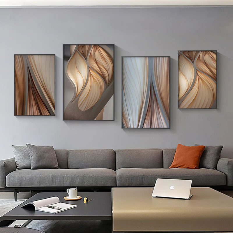 Abstract Flowing Lines Gray Brown Beige Wall Art Fine Art Canvas Prints Modern Pictures For Living Room Bedroom Dining Room Home Office Interior Decor