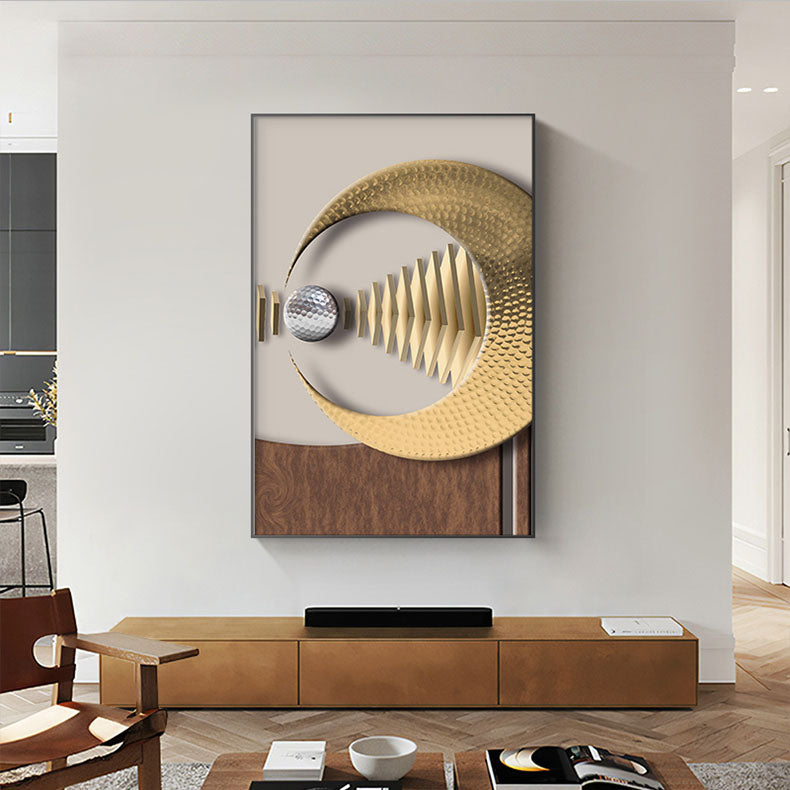 Golden Sun Moon Abstract Geometric Wall Art Fine Art Canvas Prints Modern Aesthetics Pictures For Luxury Living Room Home Office Interior Decor