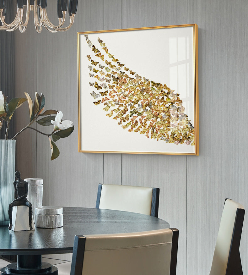 Abstract Golden Butterfly Wings Wall Art Fine Art Canvas Prints Fashion Pictures For Bedroom Living Room Stylish Art For Glamorous Home Interiors Luxury Decor