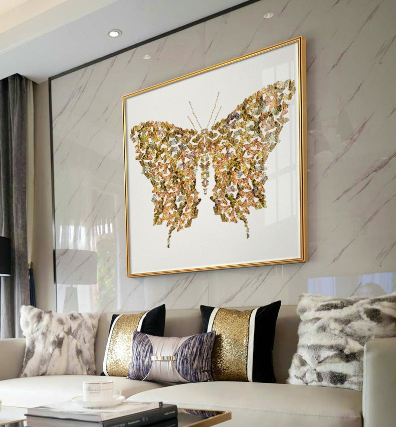 Abstract Golden Butterfly Wings Wall Art Fine Art Canvas Prints Fashion Pictures For Bedroom Living Room Stylish Art For Glamorous Home Interiors Luxury Decor