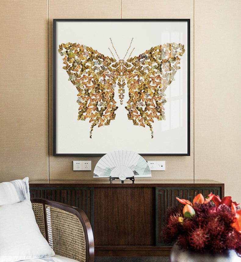 Abstract Golden Butterfly Wings Wall Art Fine Art Canvas Prints Fashion Pictures For Bedroom Living Room Stylish Art For Glamorous Home Interiors Luxury Decor