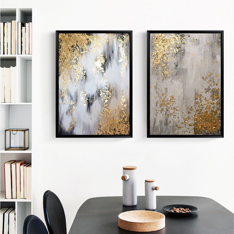 Abstract Luxury Designer Wall Art Fine Art Canvas Print Modern Fashion Glamour Golden Beige Picture For Luxurious Living Room Apartment Bedroom Decor