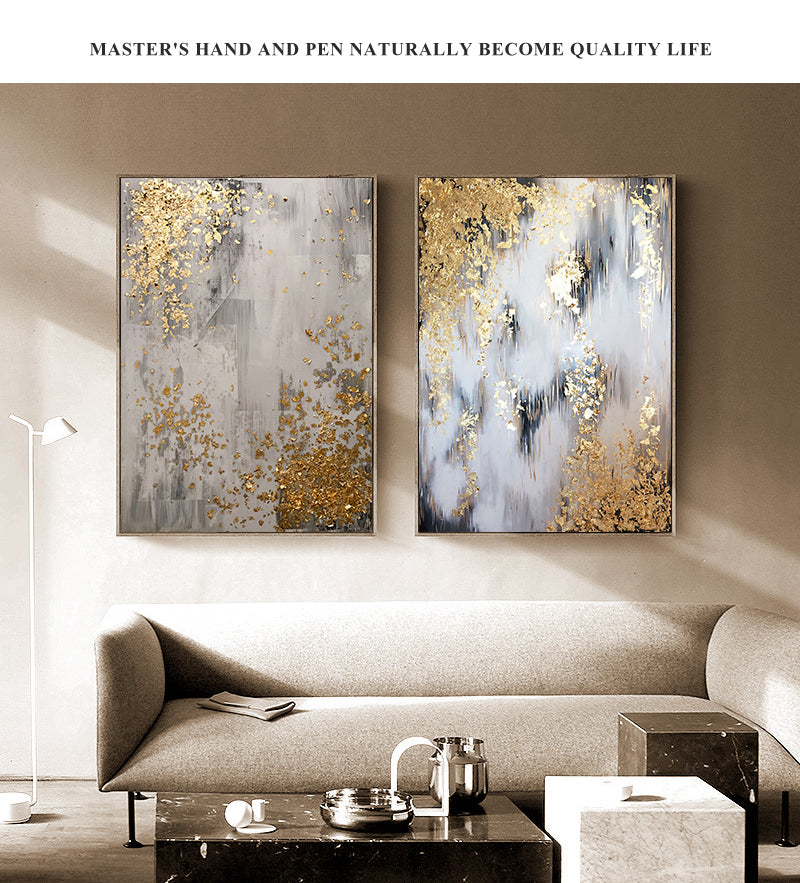 Abstract Luxury Designer Wall Art Fine Art Canvas Print Modern Fashion Glamour Golden Beige Picture For Luxurious Living Room Apartment Bedroom Decor