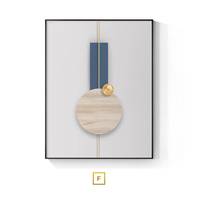 Abstract Minimalist Architectural Inspiration Wall Art Fine Art Canvas Prints Golden Blue Beige Pictures For Luxury Living Room Contemporary Home Office Decor