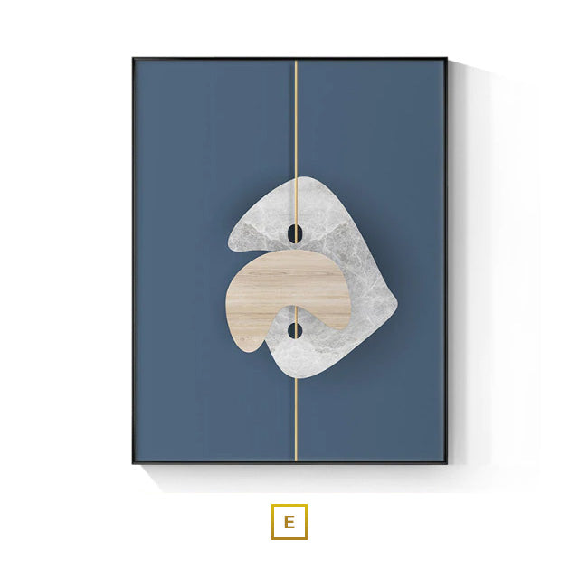 Abstract Minimalist Architectural Inspiration Wall Art Fine Art Canvas Prints Golden Blue Beige Pictures For Luxury Living Room Contemporary Home Office Decor