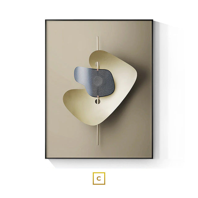 Abstract Minimalist Architectural Inspiration Wall Art Fine Art Canvas Prints Golden Blue Beige Pictures For Luxury Living Room Contemporary Home Office Decor