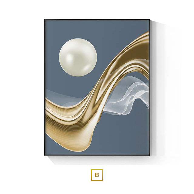 Abstract Minimalist Architectural Inspiration Wall Art Fine Art Canvas Prints Golden Blue Beige Pictures For Luxury Living Room Contemporary Home Office Decor