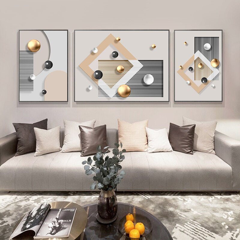 Abstract Spherical 3d Effect Minimalist Wall Art Fine Art Canvas Prints Modern Aesthetics Pictures For Contemporary Living Room Luxury Home Office Interiors