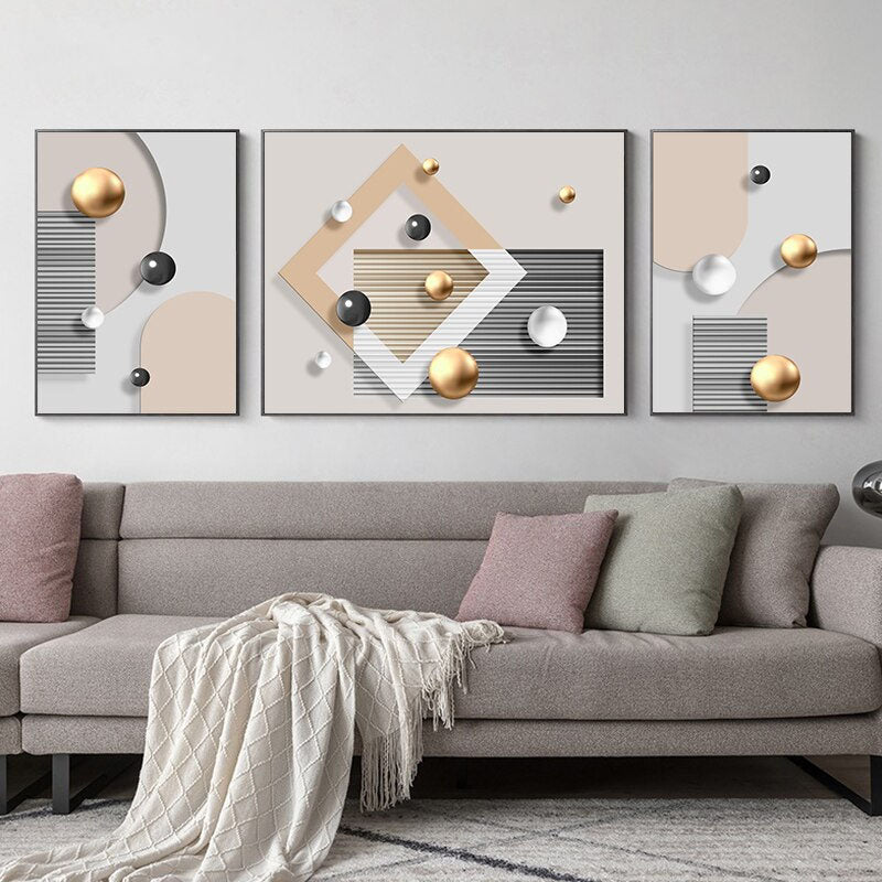 Abstract Spherical 3d Effect Minimalist Wall Art Fine Art Canvas Prints Modern Aesthetics Pictures For Contemporary Living Room Luxury Home Office Interiors