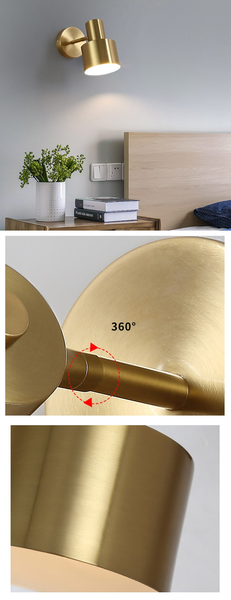 Adjustable Wall Mounted Long Swing Arm Reading Light LED Lamp For Bedroom Bedside Living Room Home Office Contemporary Interior Designer Lighting