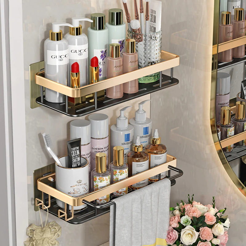 Aluminum Bathroom Shelf For Shampoo Conditioner Cosmetics Storage Washroom Shelving Alu Kitchen Shelf