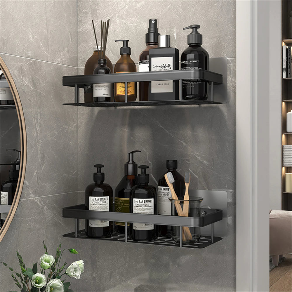 Aluminum Bathroom Shelf For Shampoo Conditioner Cosmetics Storage Washroom Shelving Modern Kitchen Shelf Sundries Organizer