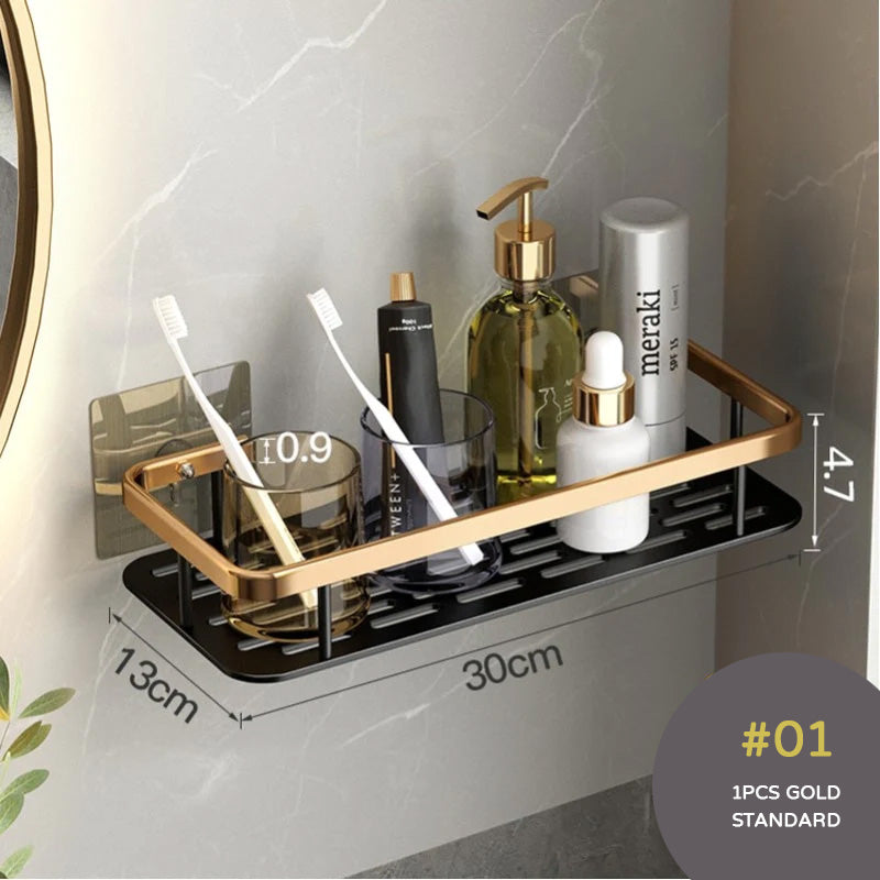 Aluminum Bathroom Shelf For Shampoo Conditioner Cosmetics Storage Washroom Shelving Modern Kitchen Shelf Sundries Organizer