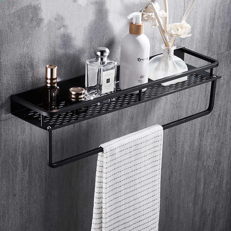 Aluminum Black Bathroom Storage Shelf Shower Rack Black Fixtures And Fittings Bathroom Accessories Storage Rack Modern Bathroom Decor