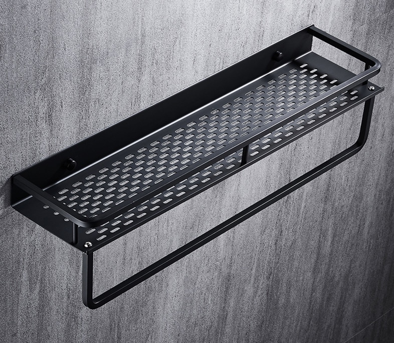 Aluminum Black Bathroom Storage Shelf Shower Rack Black Fixtures And Fittings Bathroom Accessories Storage Rack Modern Bathroom Decor