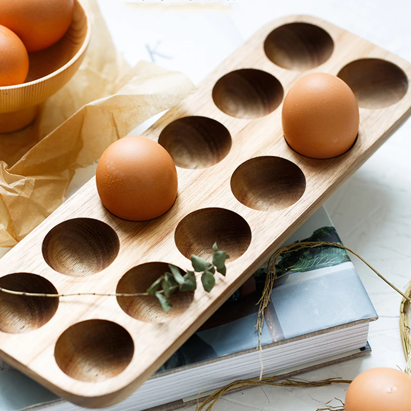 Authentic Japanese Style Egg Holders Natural Wood Trays For Serving Storing Eggs Kitchen Table Organizer Wooden Egg Racks