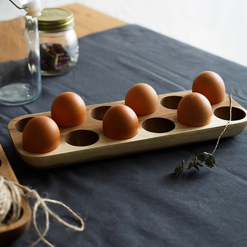 Authentic Japanese Style Egg Holders Natural Wood Trays For Serving Storing Eggs Kitchen Table Organizer Wooden Egg Racks