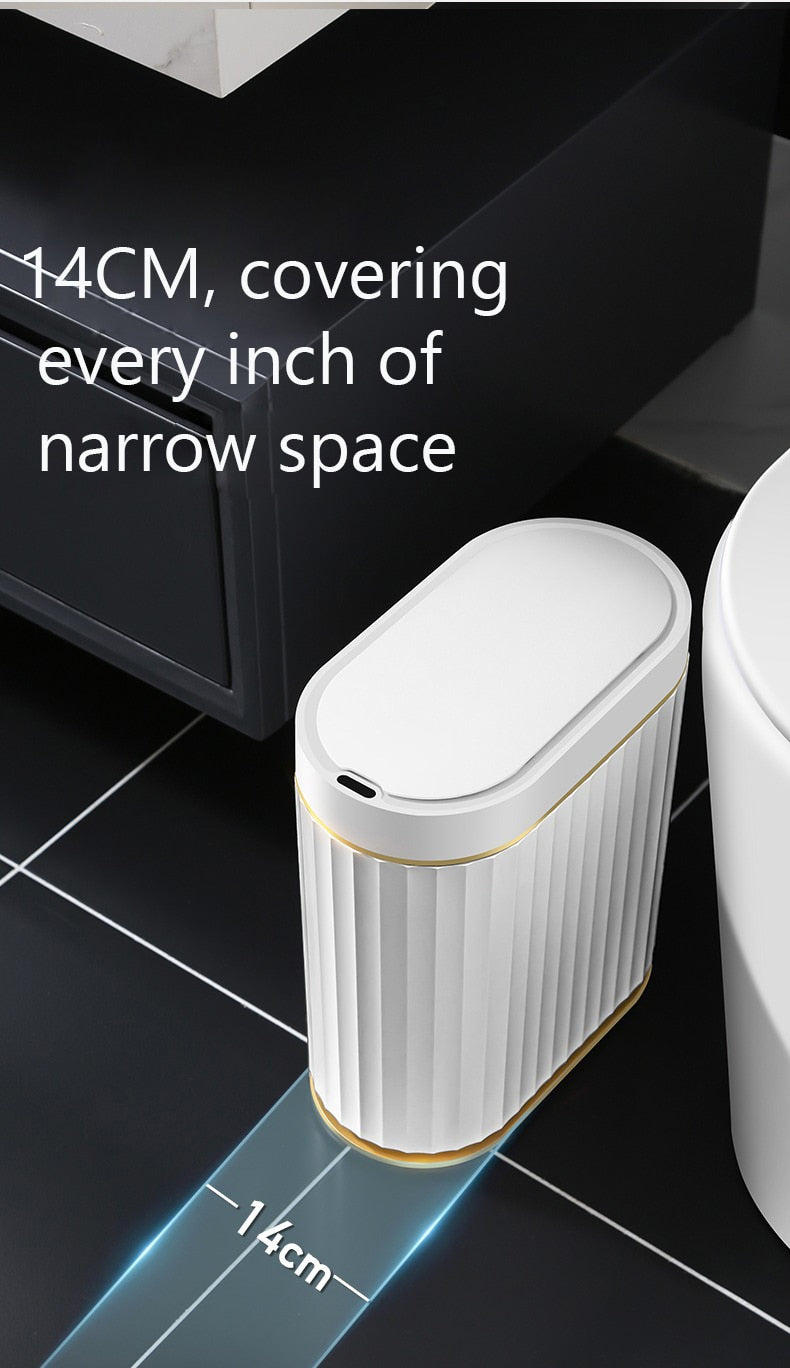 Automatic Opening Trash Bin For Bathroom Auto Sensing Garbage Can For Kitchen Light Luxury Stylish Smart Bin For Washroom Waste