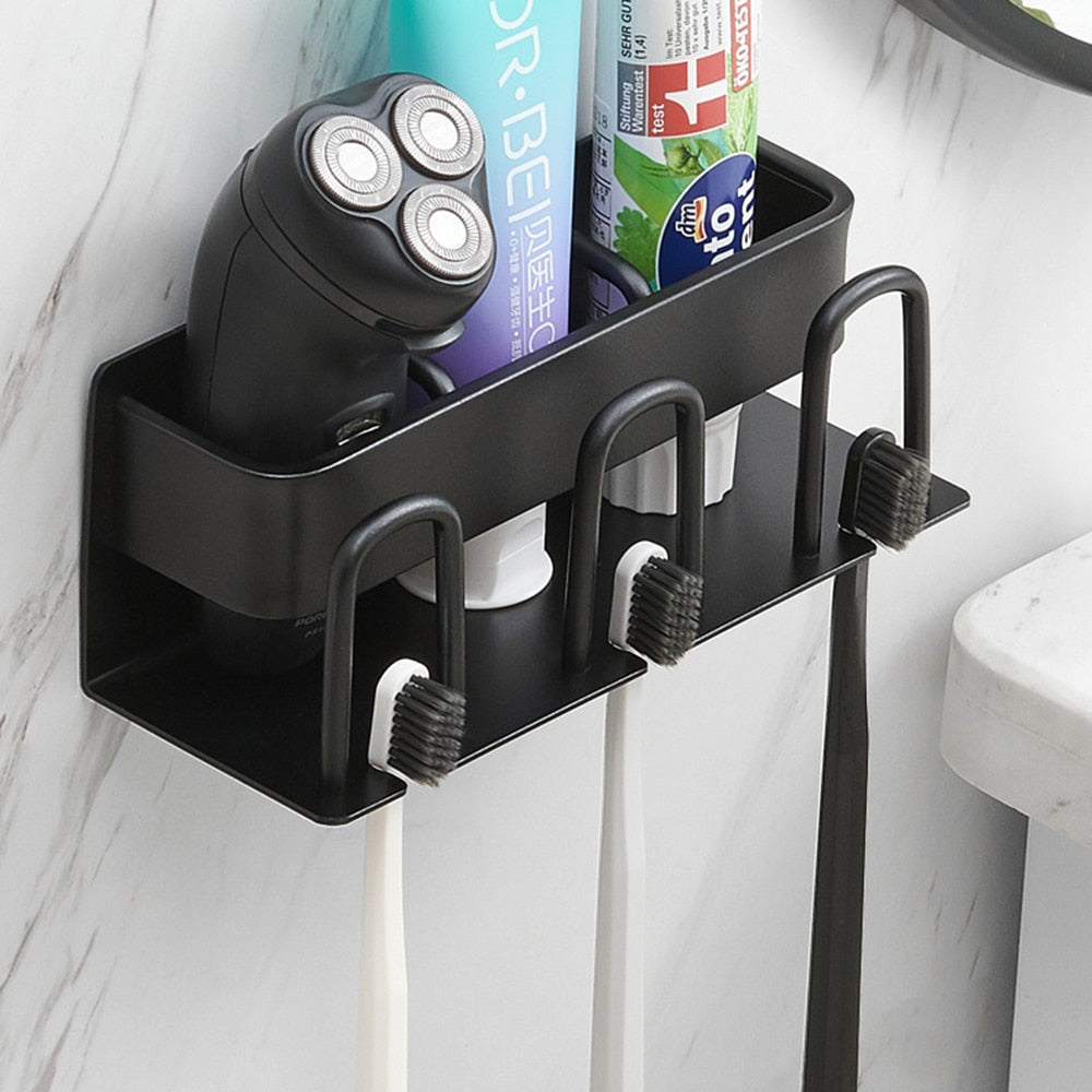 Bathroom Grooming Rack Toothbrush Holder Razor Stand Cosmetics Shelf Modern Wall Mounted Purpose Made Aluminum Washroom Organizer