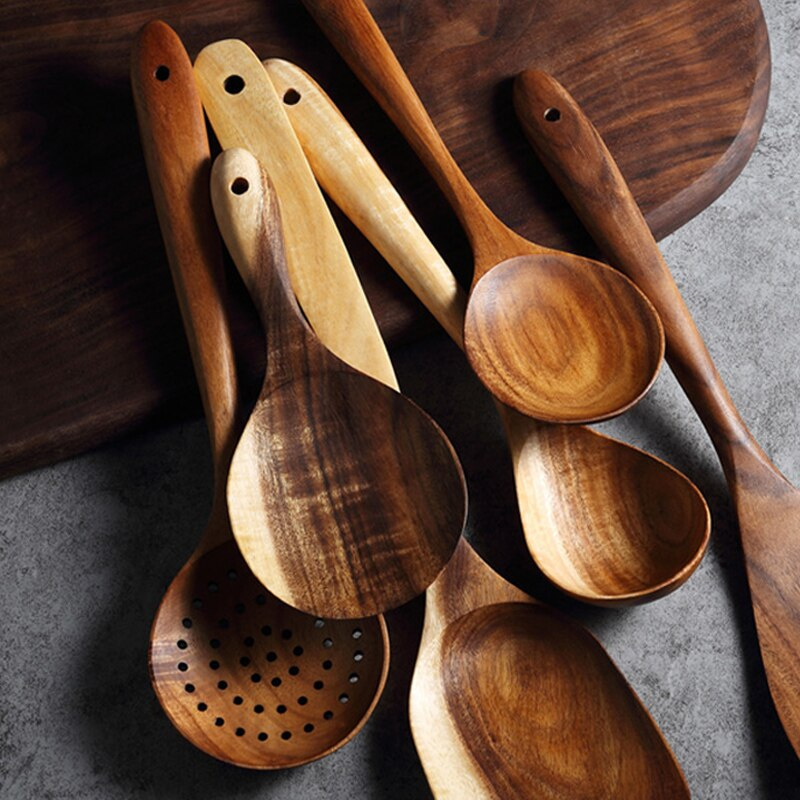 Big Teak Rice Paddle Natural Wood Kitchen Utensils Serving Spoon For Rice Big Potatoes Table Spoon High Quality Solid Wood Natural Woodgrain Kitchen Utensil