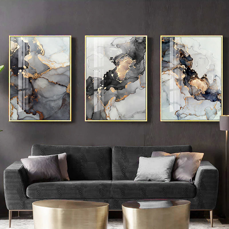 Black Golden Marble Print Wall Art Fine Art Canvas Poster Modern Abstract Pictures For Luxury Apartment Living Room Bedroom Home Office Interior Decor