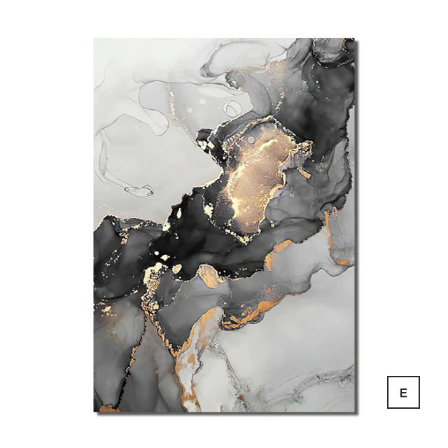 Black Golden Marble Print Wall Art Fine Art Canvas Poster Modern Abstract Pictures For Luxury Apartment Living Room Bedroom Home Office Interior Decor