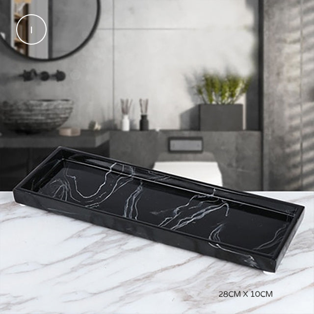 Black Marble Design Bathroom Accessories Set Toothbrush Holder Tissue Box Storage Tray Soap Dispenser For Luxury Hotel Home Office Washroom Supplies