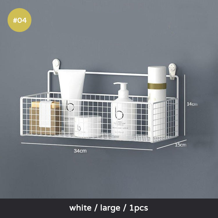 Black White Bathroom Racking Shelving For Shampoos Lotions Toiletries Cosmetics Storage Solution For Washroom No Drill Wall Mounted