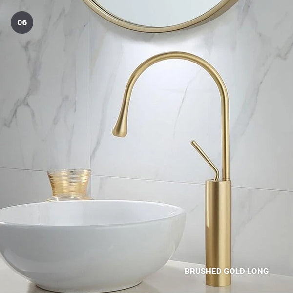 Brass Mixer Tap For Bathroom Basin Modern Contemporary Design Single Lever 360 Degree Rotation Spout For Kitchen Or Bathroom