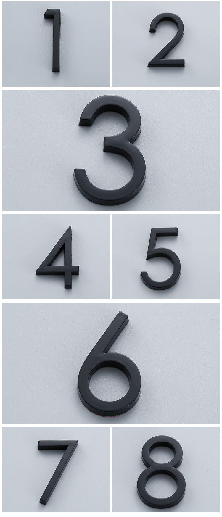 Bright Modern 3D Door Numbers For Hotel Rooms Residential Business Office Signage Self Adhesive Numbers Electroplated Plastic Digits #0-9