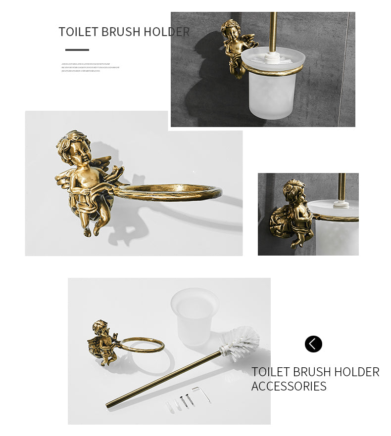 Bronze Angel Bathroom Fittings Soap Dish Robe Hook Cup Holder Toilet Paper Holder Glass Shelf Towel Bath Neo Classic Home Deco Washroom Bathroom Hardware