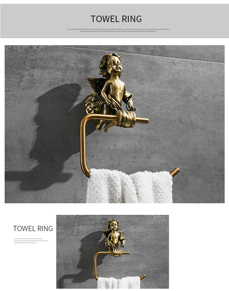 Bronze Angel Bathroom Fittings Soap Dish Robe Hook Cup Holder Toilet Paper Holder Glass Shelf Towel Bath Neo Classic Home Deco Washroom Bathroom Hardware