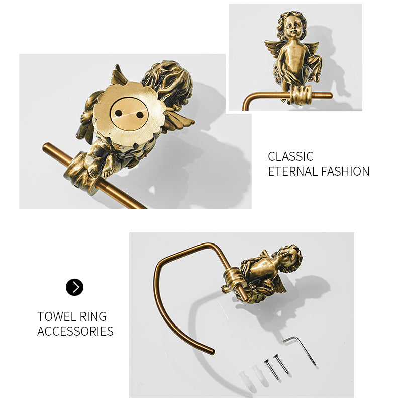 Bronze Angel Bathroom Fittings Soap Dish Robe Hook Cup Holder Toilet Paper Holder Glass Shelf Towel Bath Neo Classic Home Deco Washroom Bathroom Hardware