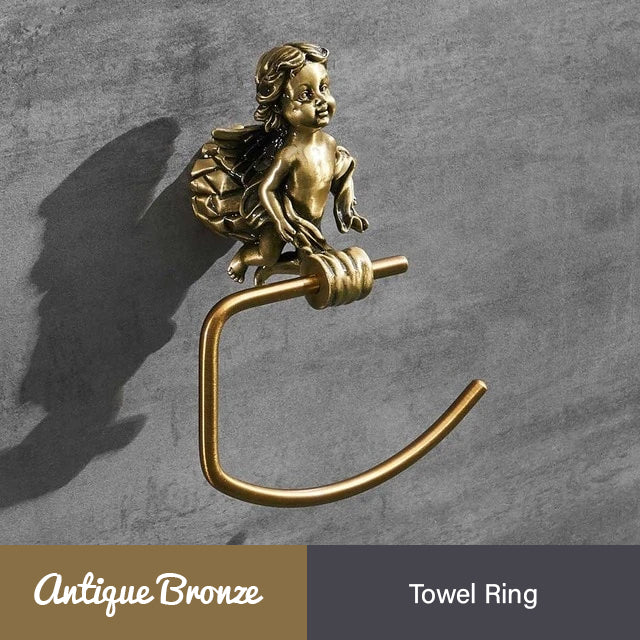 Bronze Angel Bathroom Fittings Soap Dish Robe Hook Cup Holder Toilet Paper Holder Glass Shelf Towel Bath Neo Classic Home Deco Washroom Bathroom Hardware