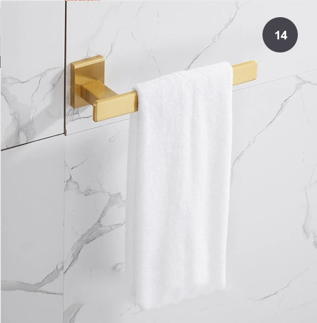 Brushed Gold Bathroom Series Modern Elegant Designer Bathroom Fittings Bathroom Shelf Shower Rack Loo Roll Holder Towel Rack For Washroom Bathroom