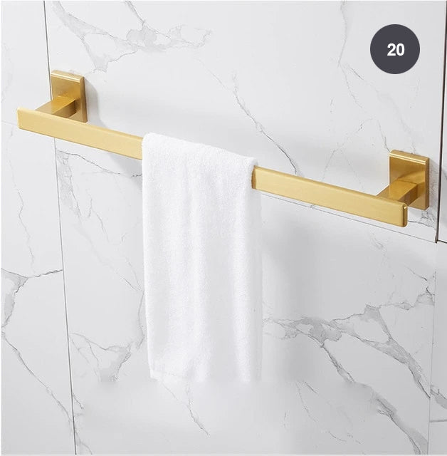 Brushed Gold Bathroom Series Modern Elegant Designer Bathroom Fittings Bathroom Shelf Shower Rack Loo Roll Holder Towel Rack For Washroom Bathroom