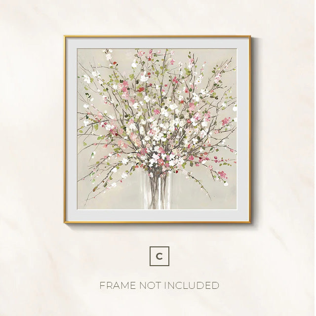 Simple Floral Arrangements Wall Art Fine Art Canvas Prints Subtle Colors Pink White Green Beige Pictures For Living Room Bedroom Home Office Interior Decor